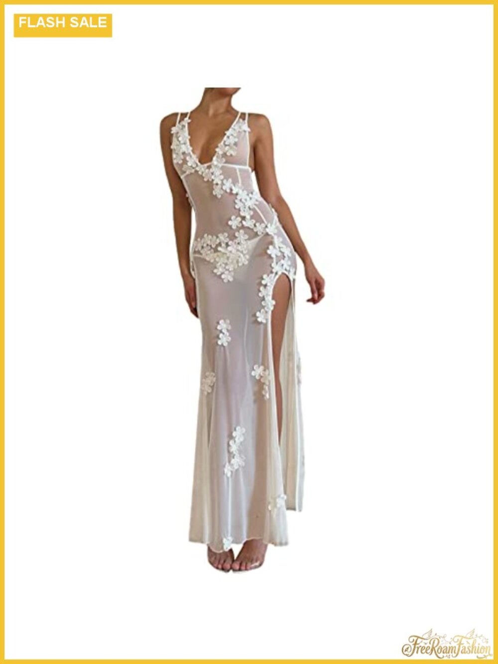 Sheer Lace Bodycon Maxi Dress Backless Halter Sleeveless Club Wear